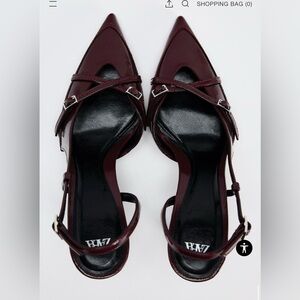 Zara Buckled Strap Heeled Shoes - Burgundy/Size 8 - never worn and new with tag!